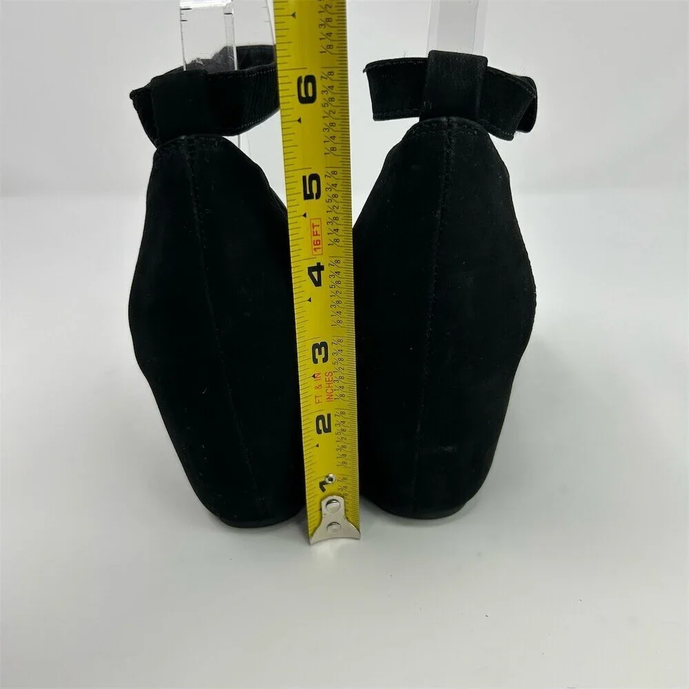 Jeffrey Campbell Cirque Black Perforated Leather Wedge Ankle Strap Size 8